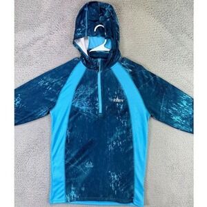Habit Camo Hoodie Mens Small Blue Water Realtree Fishing Shirt Stretch Fisherman